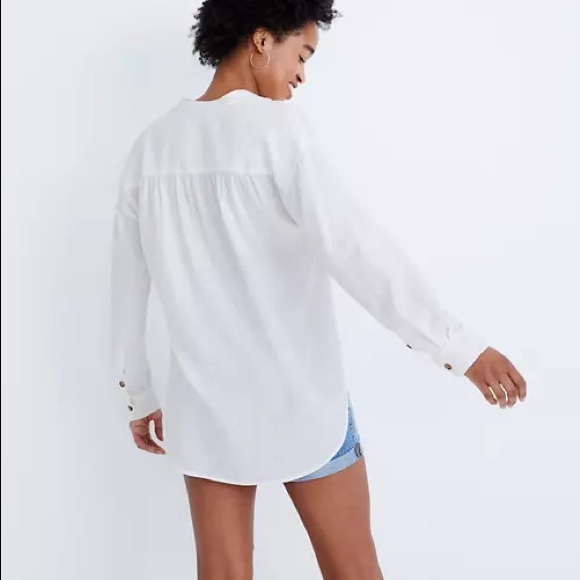 Madewell Linen-Blend Novella Popover Tunic Top - Picture 3 of 5